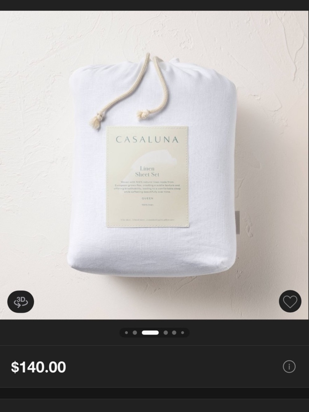 Casaluna White Linen Sheet Set - White
